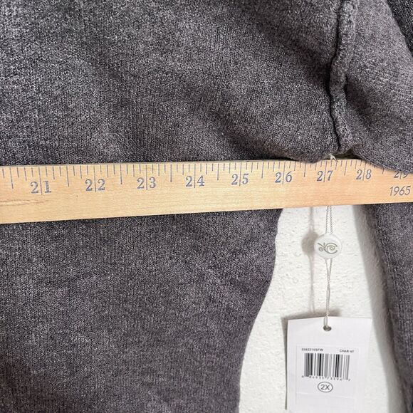 NWT Evolution By Cyrus Womens 2x Sweater Mock Neck Grey Soft Stretch Ribbed - Picture 6 of 9
